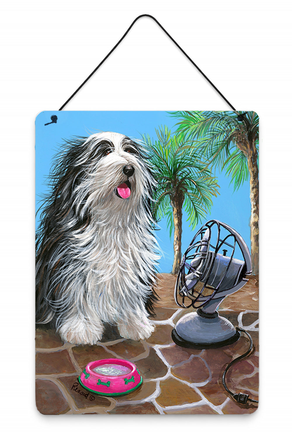 Bearded Collie Cool Summer Wall or Door Hanging Prints Aluminum Metal Sign Kitchen Wall Bar Bathroom Plaque Home Decor Front Door Plaque, 12x16, Multicolor
