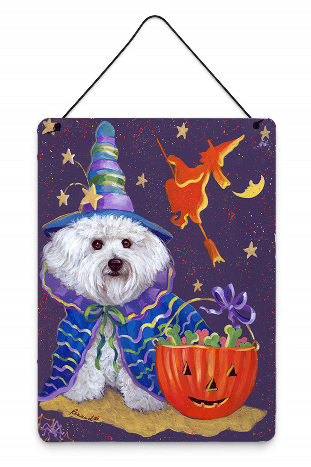 Bichon Frise Boo Halloween Wall or Door Hanging Prints Aluminum Metal Sign Kitchen Wall Bar Bathroom Plaque Home Decor Front Door Plaque, 12x16, Multicolor