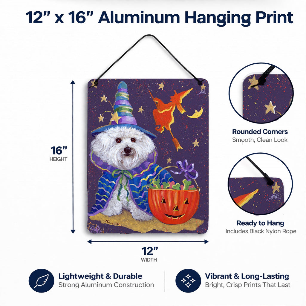 Bichon Frise Boo Halloween Wall or Door Hanging Prints Aluminum Metal Sign Kitchen Wall Bar Bathroom Plaque Home Decor Front Door Plaque, 12x16, Multicolor