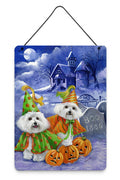 Bichon Frise Halloween Haunted House Wall or Door Hanging Prints Aluminum Metal Sign Kitchen Wall Bar Bathroom Plaque Home Decor Front Door Plaque, 12x16, Multicolor
