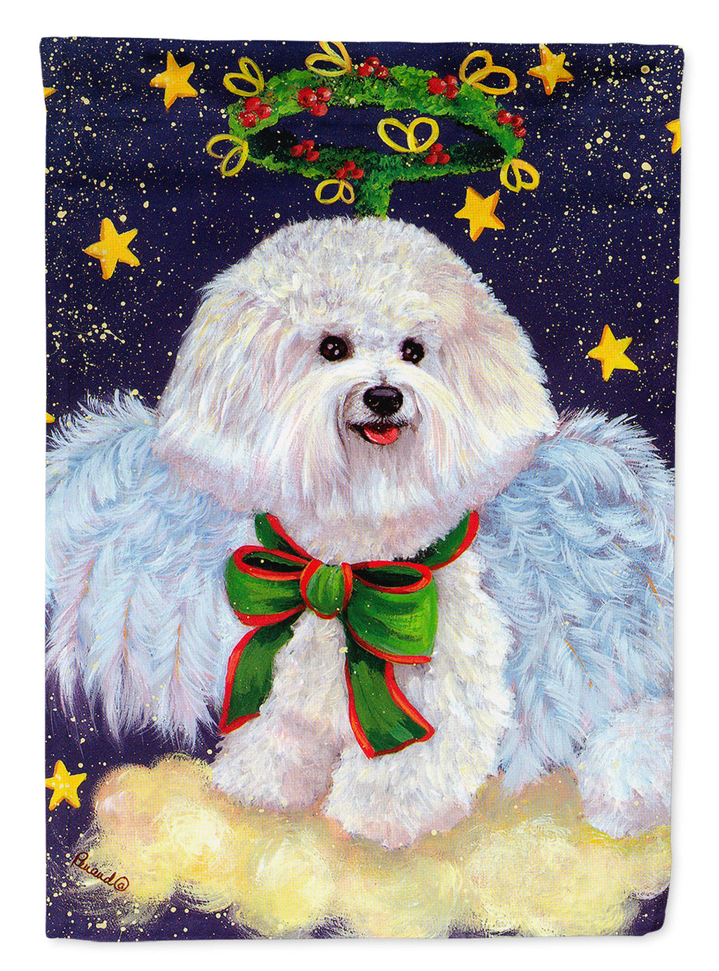Bichon Frise Christmas Angel Garden Flag Mailbox Decorative Yard Banner Outside Patio Artwork for Flower Beds, Garden Size, Multicolor