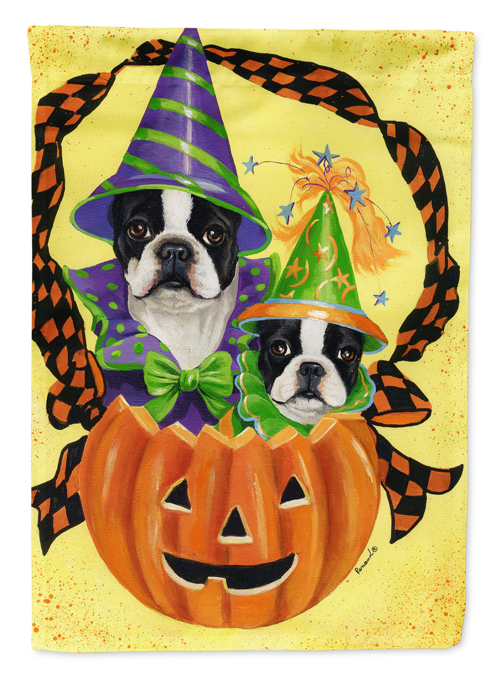 Boston Terrier Halloweenies Garden Flag Mailbox Decorative Yard Banner Outside Patio Artwork for Flower Beds, Garden Size, Multicolor