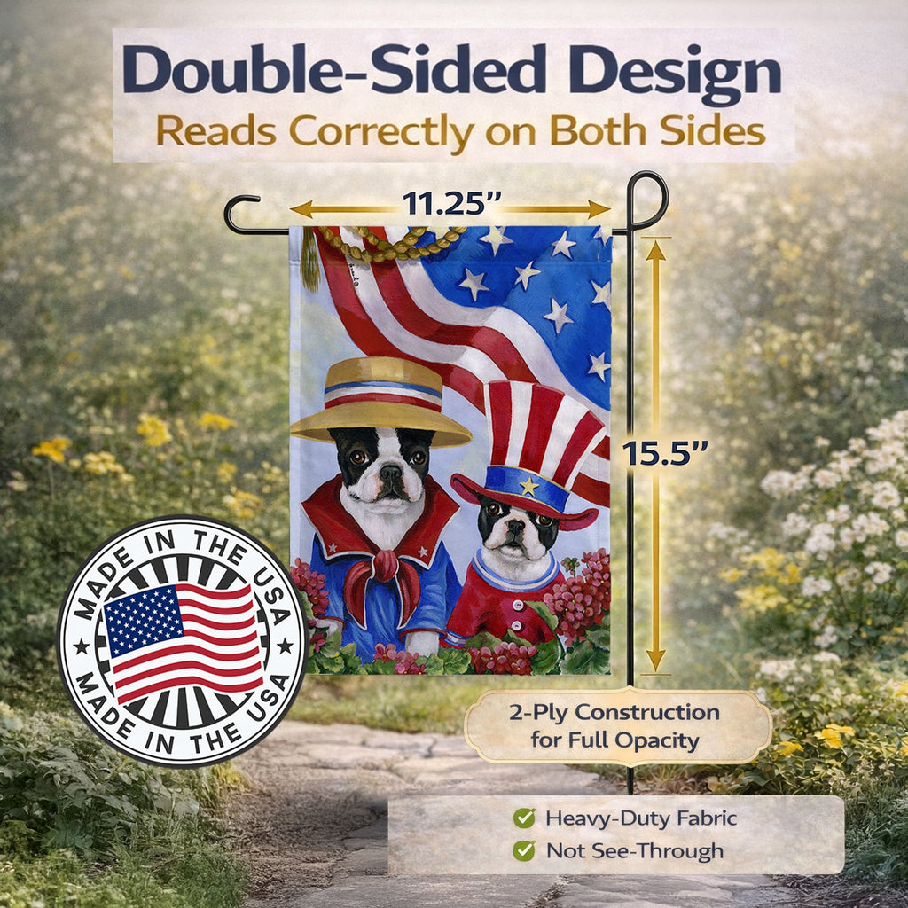 Boston Terrier USA Garden Flag Mailbox Decorative Yard Banner Outside Patio Artwork for Flower Beds, Garden Size, Multicolor