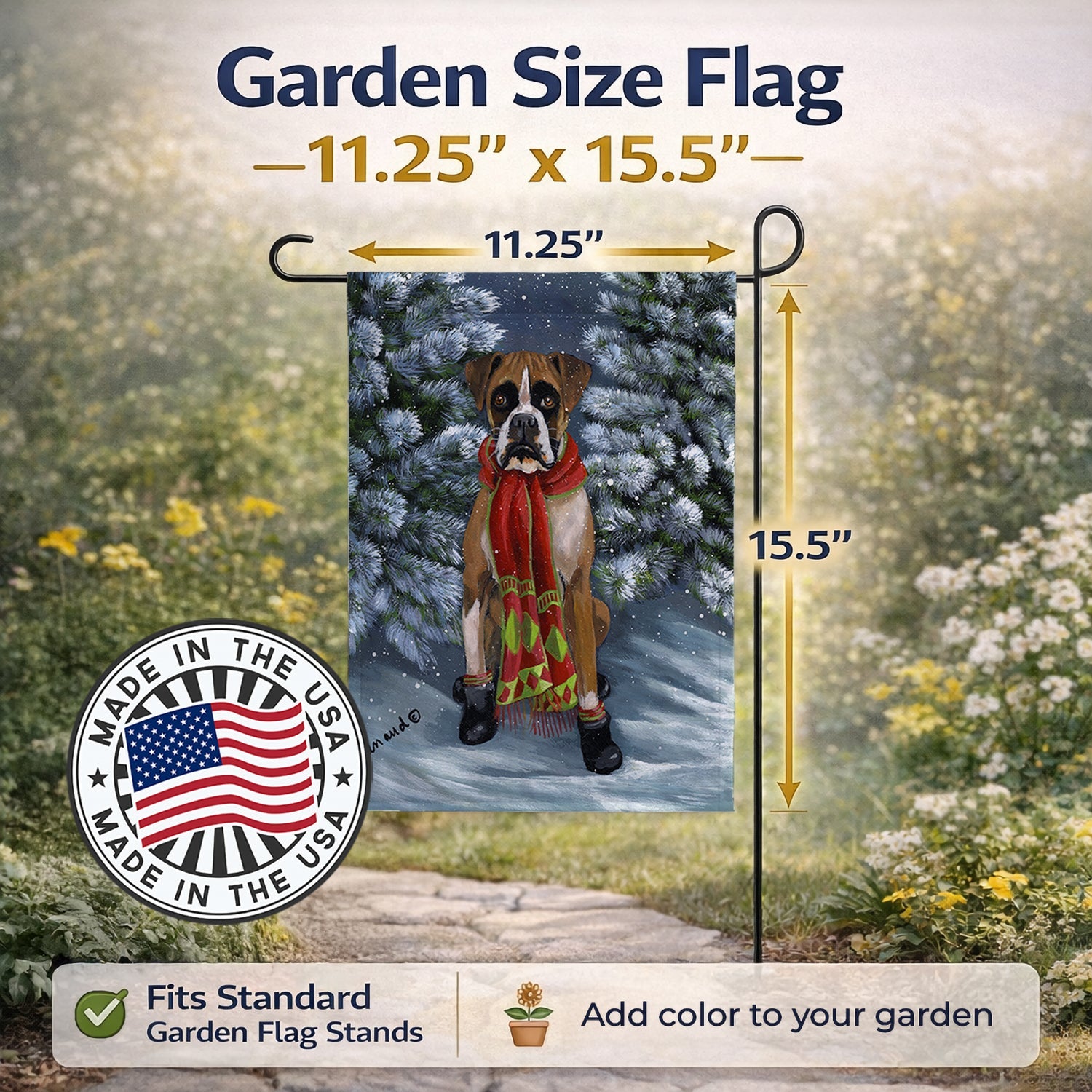 Boxer Let's Play Christmas Garden Flag Mailbox Decorative Yard Banner Outside Patio Artwork for Flower Beds, Garden Size, Multicolor
