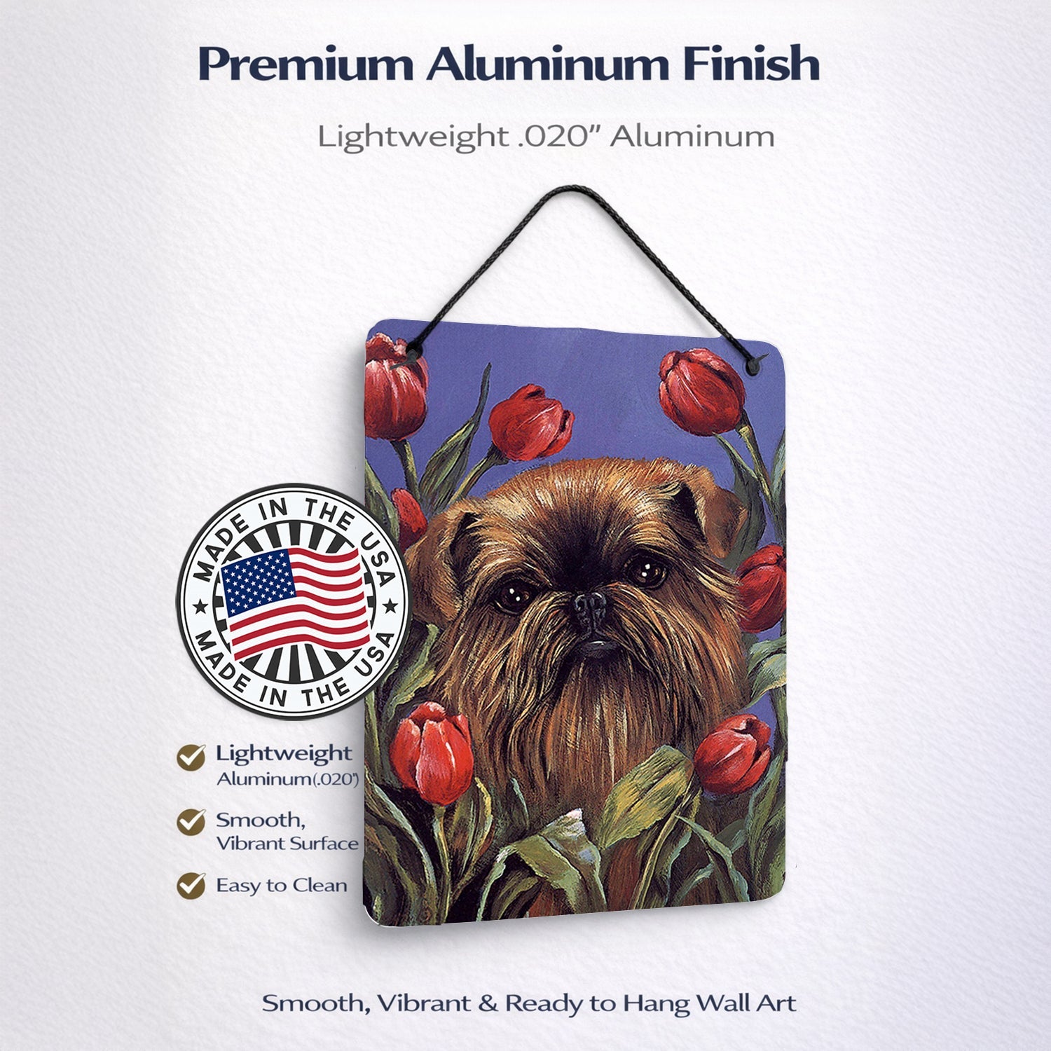 Brussels Griffon Peek a Boo Wall or Door Hanging Prints Aluminum Metal Sign Kitchen Wall Bar Bathroom Plaque Home Decor Front Door Plaque, 12x16, Multicolor
