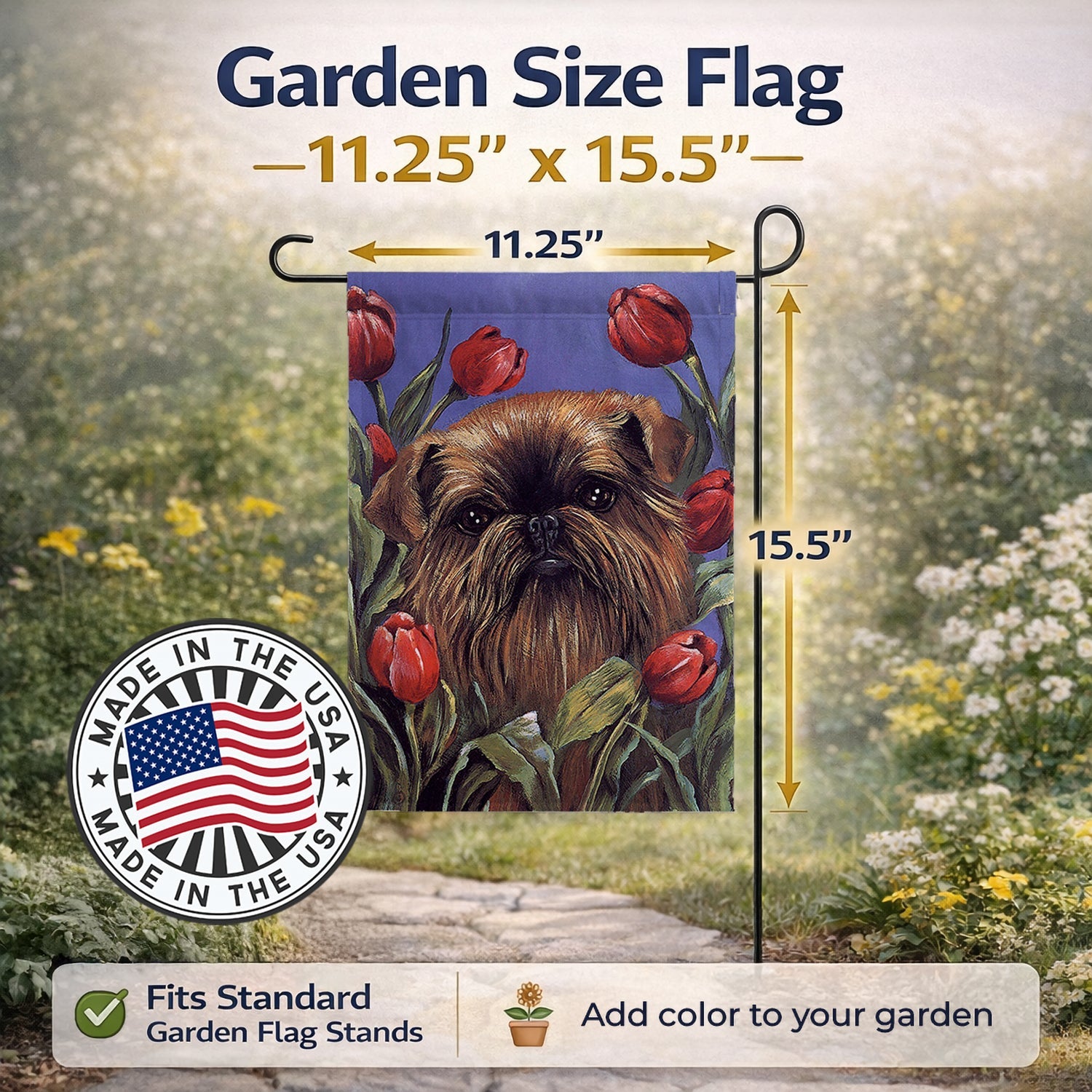 Brussels Griffon Peek a Boo Garden Flag Mailbox Decorative Yard Banner Outside Patio Artwork for Flower Beds, Garden Size, Multicolor