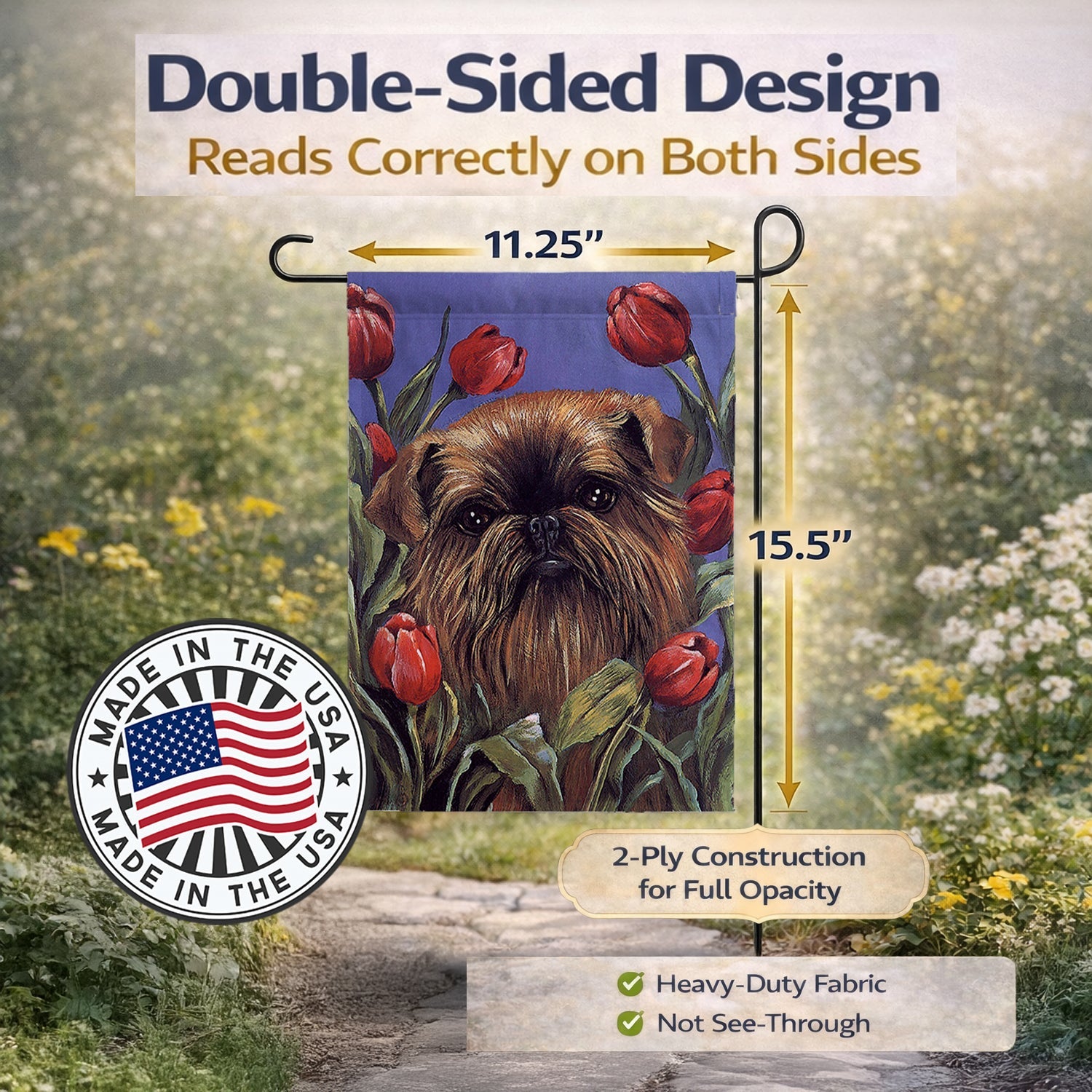 Brussels Griffon Peek a Boo Garden Flag Mailbox Decorative Yard Banner Outside Patio Artwork for Flower Beds, Garden Size, Multicolor