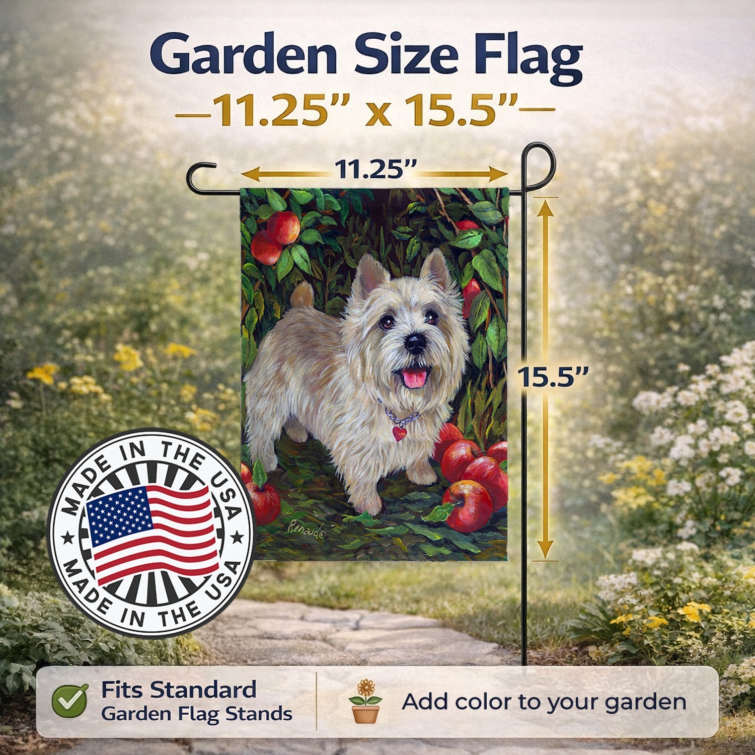 Cairn Terrier Apples Garden Flag Mailbox Decorative Yard Banner Outside Patio Artwork for Flower Beds, Garden Size, Multicolor