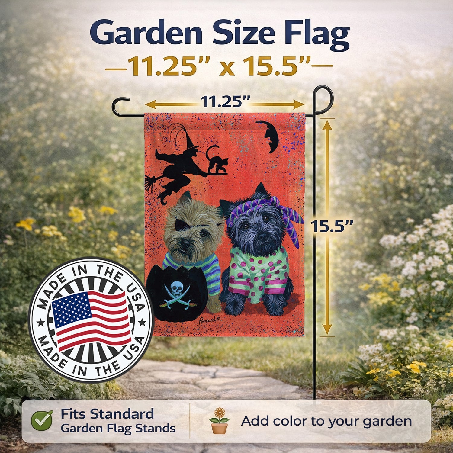 Cairn Terrier Pirates Halloween Garden Flag Mailbox Decorative Yard Banner Outside Patio Artwork for Flower Beds, Garden Size, Multicolor