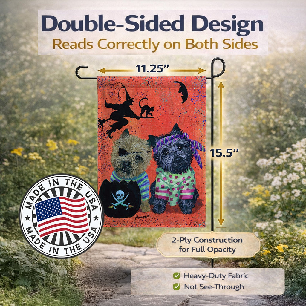 Cairn Terrier Pirates Halloween Garden Flag Mailbox Decorative Yard Banner Outside Patio Artwork for Flower Beds, Garden Size, Multicolor