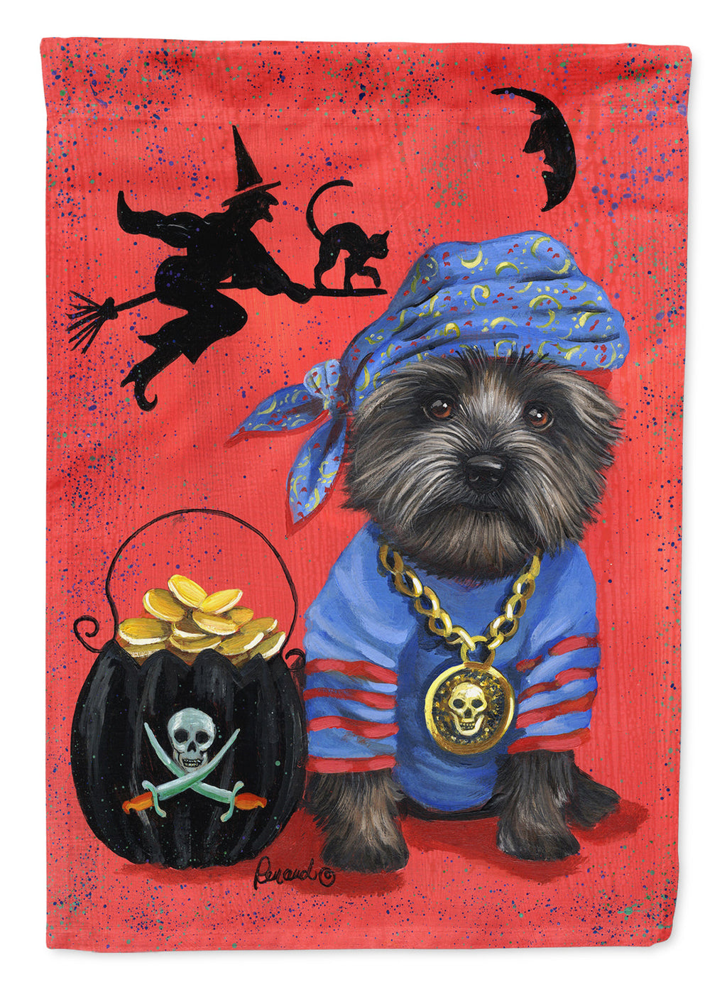 Cairn Terrier Black Pirate Halloween Garden Flag Mailbox Decorative Yard Banner Outside Patio Artwork for Flower Beds, Garden Size, Multicolor