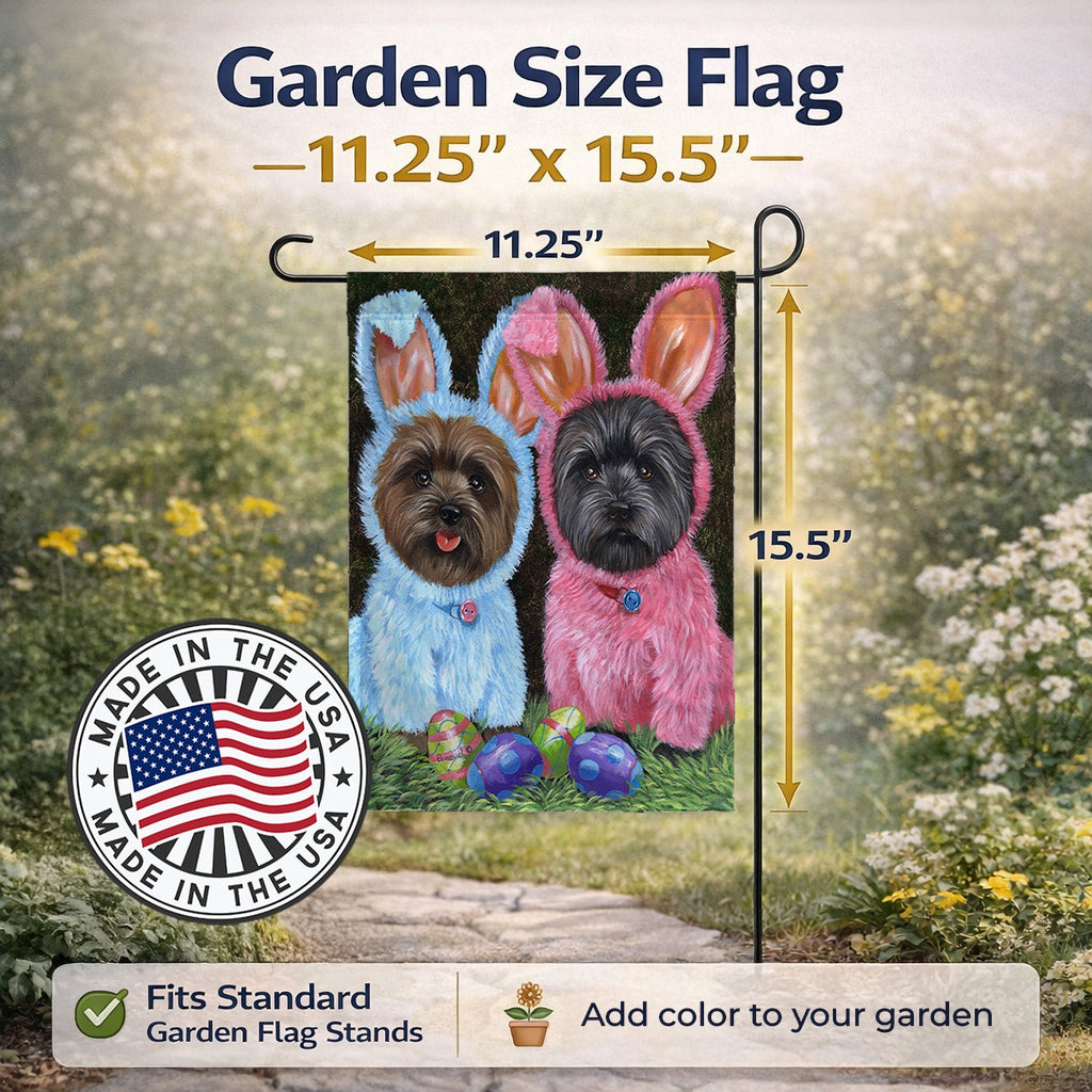 Cairn Terrier Easter Bunnies Garden Flag Mailbox Decorative Yard Banner Outside Patio Artwork for Flower Beds, Garden Size, Multicolor