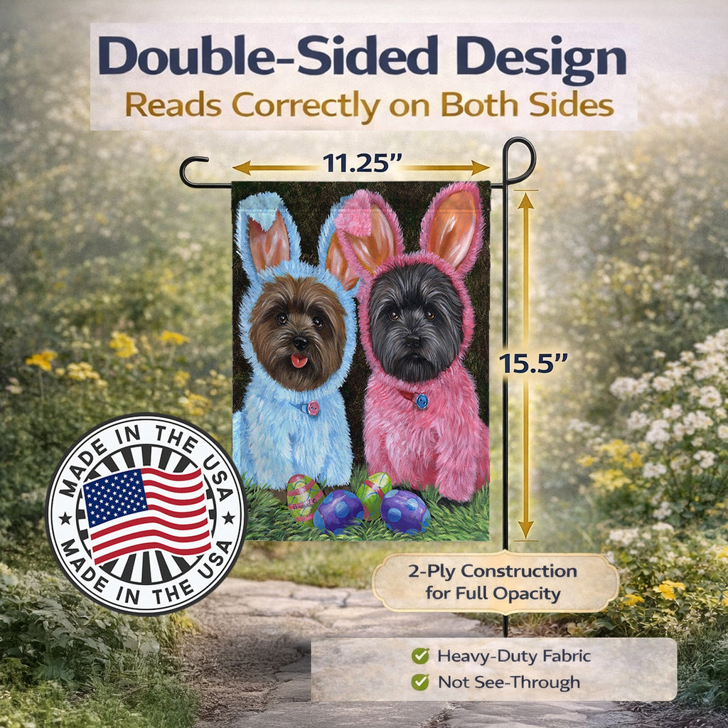 Cairn Terrier Easter Bunnies Garden Flag Mailbox Decorative Yard Banner Outside Patio Artwork for Flower Beds, Garden Size, Multicolor