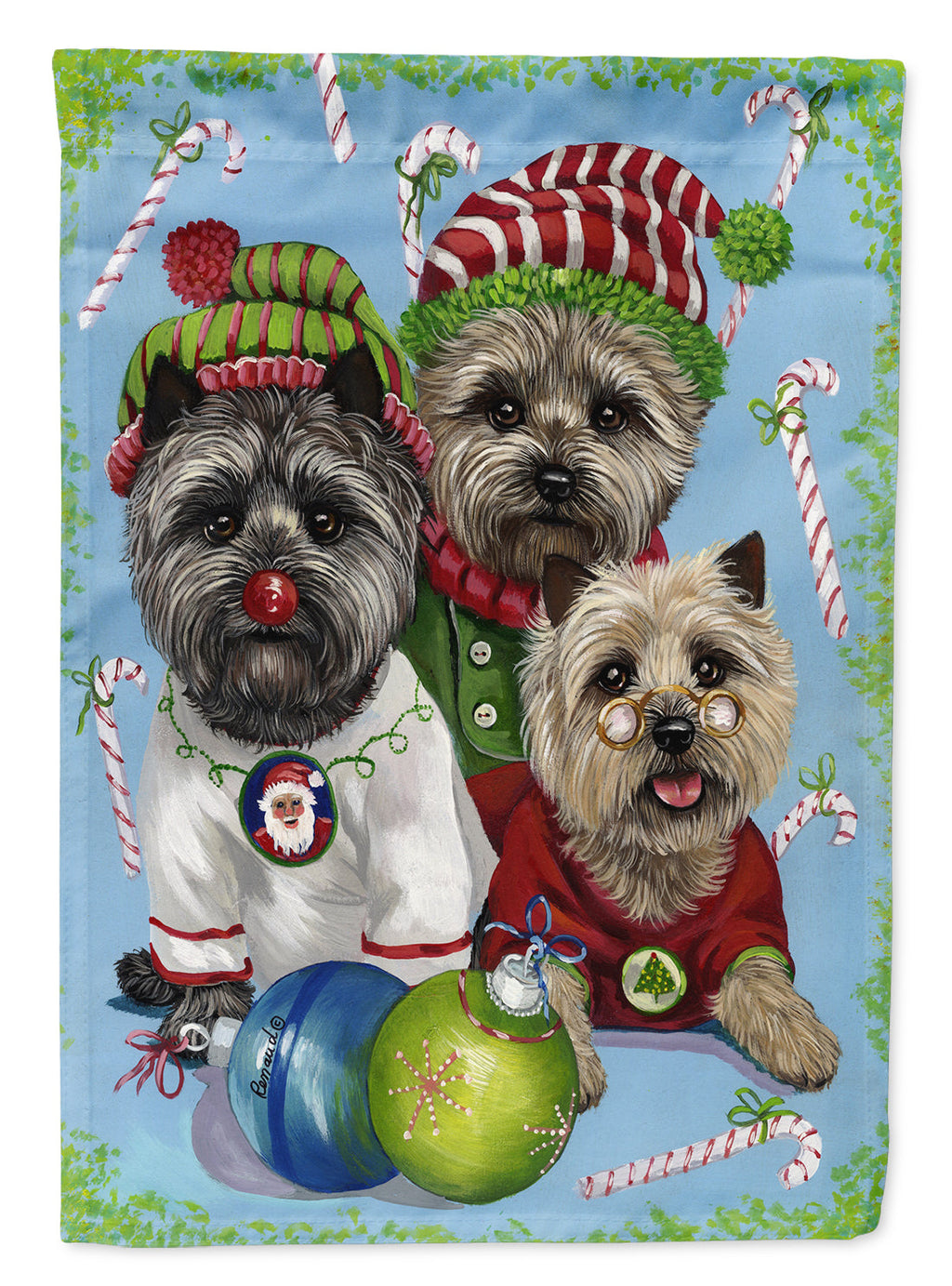 Cairn Terrier Christmas Elves Garden Flag Mailbox Decorative Yard Banner Outside Patio Artwork for Flower Beds, Garden Size, Multicolor
