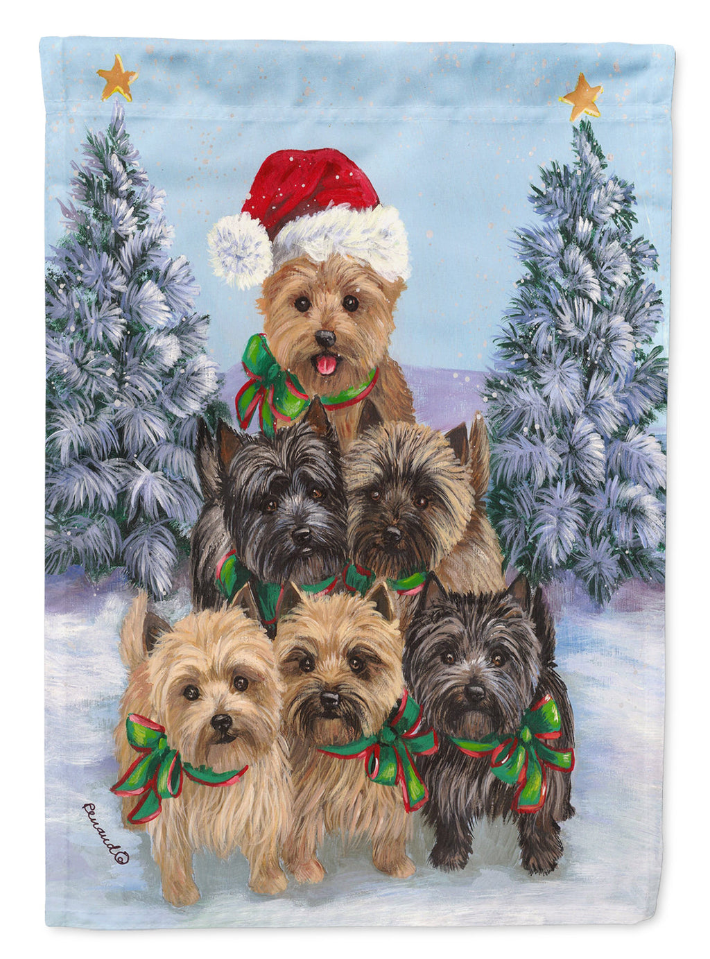 Cairn Terrier Christmas Family Tree Garden Flag Mailbox Decorative Yard Banner Outside Patio Artwork for Flower Beds, Garden Size, Multicolor