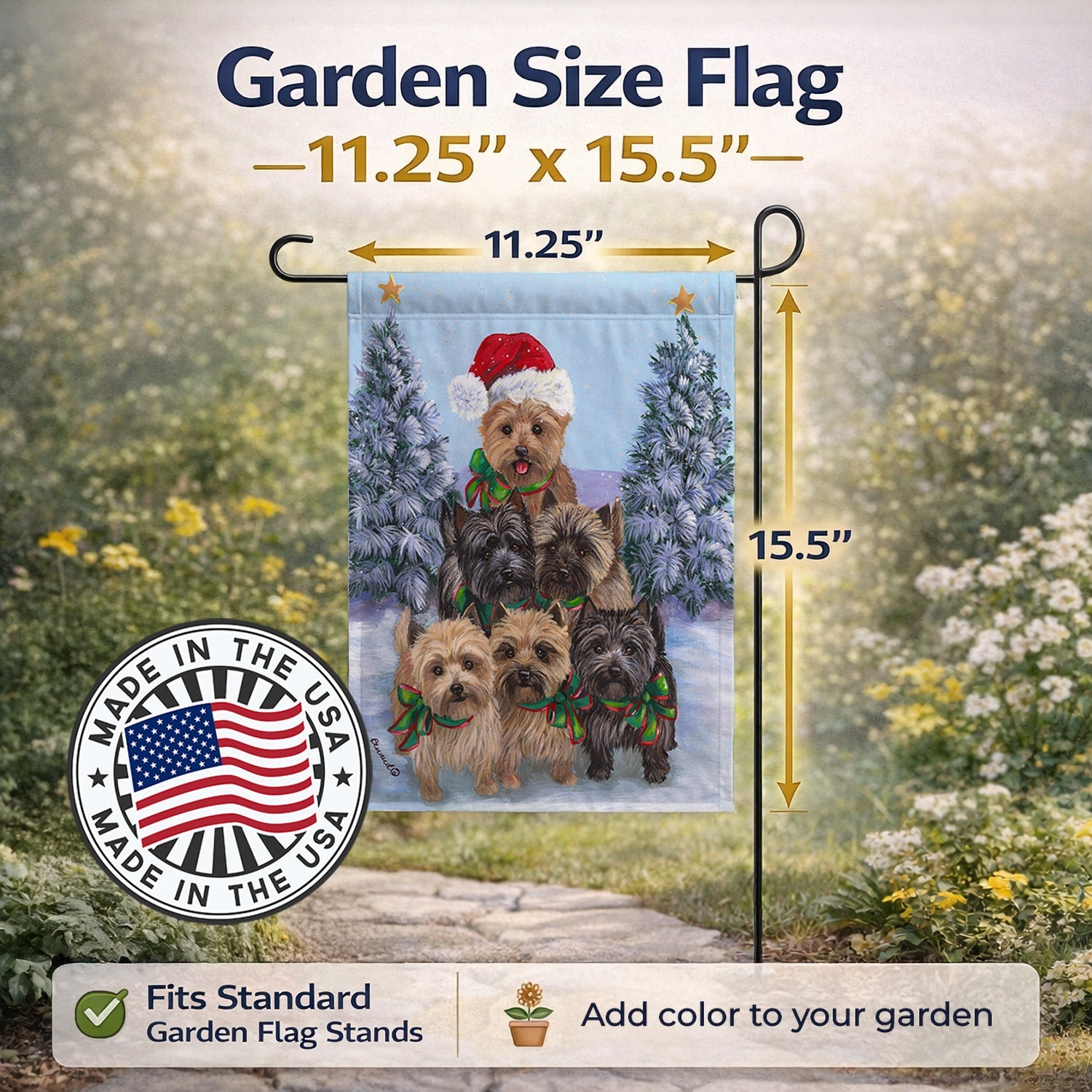 Cairn Terrier Christmas Family Tree Garden Flag Mailbox Decorative Yard Banner Outside Patio Artwork for Flower Beds, Garden Size, Multicolor