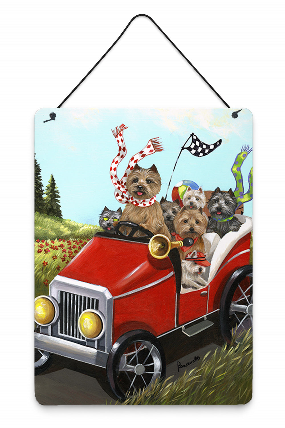 Cairn Terrier On the Move Wall or Door Hanging Prints Aluminum Metal Sign Kitchen Wall Bar Bathroom Plaque Home Decor Front Door Plaque, 12x16, Multicolor