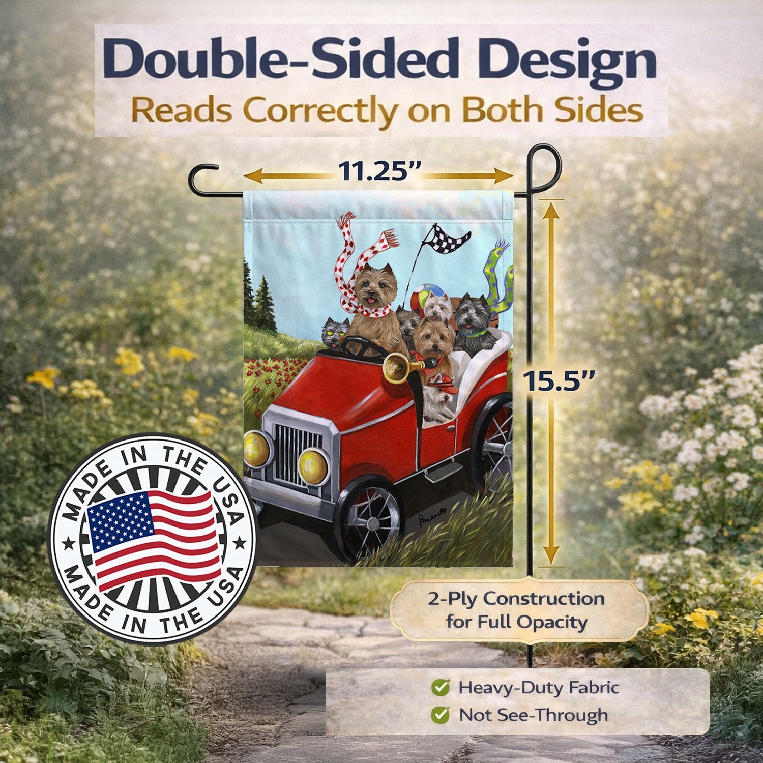 Cairn Terrier On the Move Garden Flag Mailbox Decorative Yard Banner Outside Patio Artwork for Flower Beds, Garden Size, Multicolor