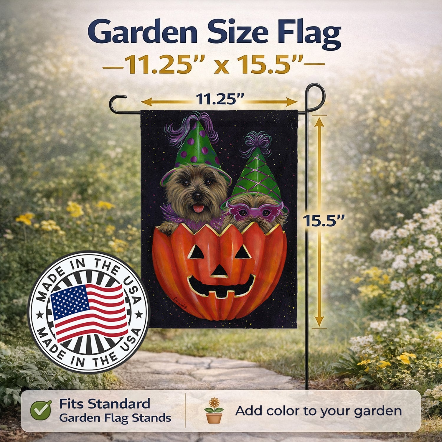 Cairn Terrier Halloween PeekaBoo Garden Flag Mailbox Decorative Yard Banner Outside Patio Artwork for Flower Beds, Garden Size, Multicolor