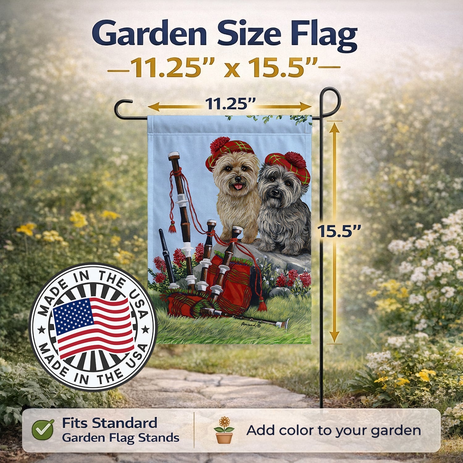 Cairn Terrier Pipers Garden Flag Mailbox Decorative Yard Banner Outside Patio Artwork for Flower Beds, Garden Size, Multicolor