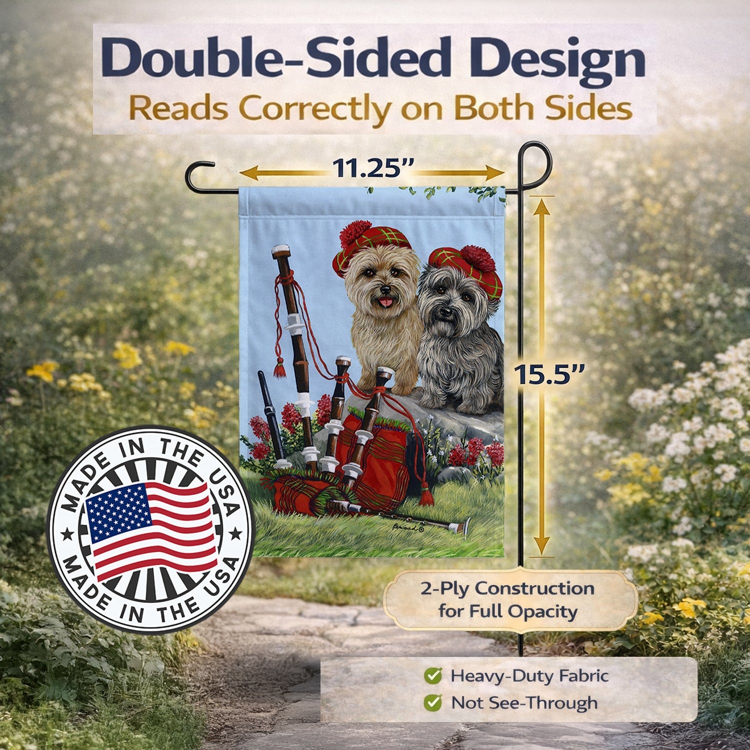 Cairn Terrier Pipers Garden Flag Mailbox Decorative Yard Banner Outside Patio Artwork for Flower Beds, Garden Size, Multicolor