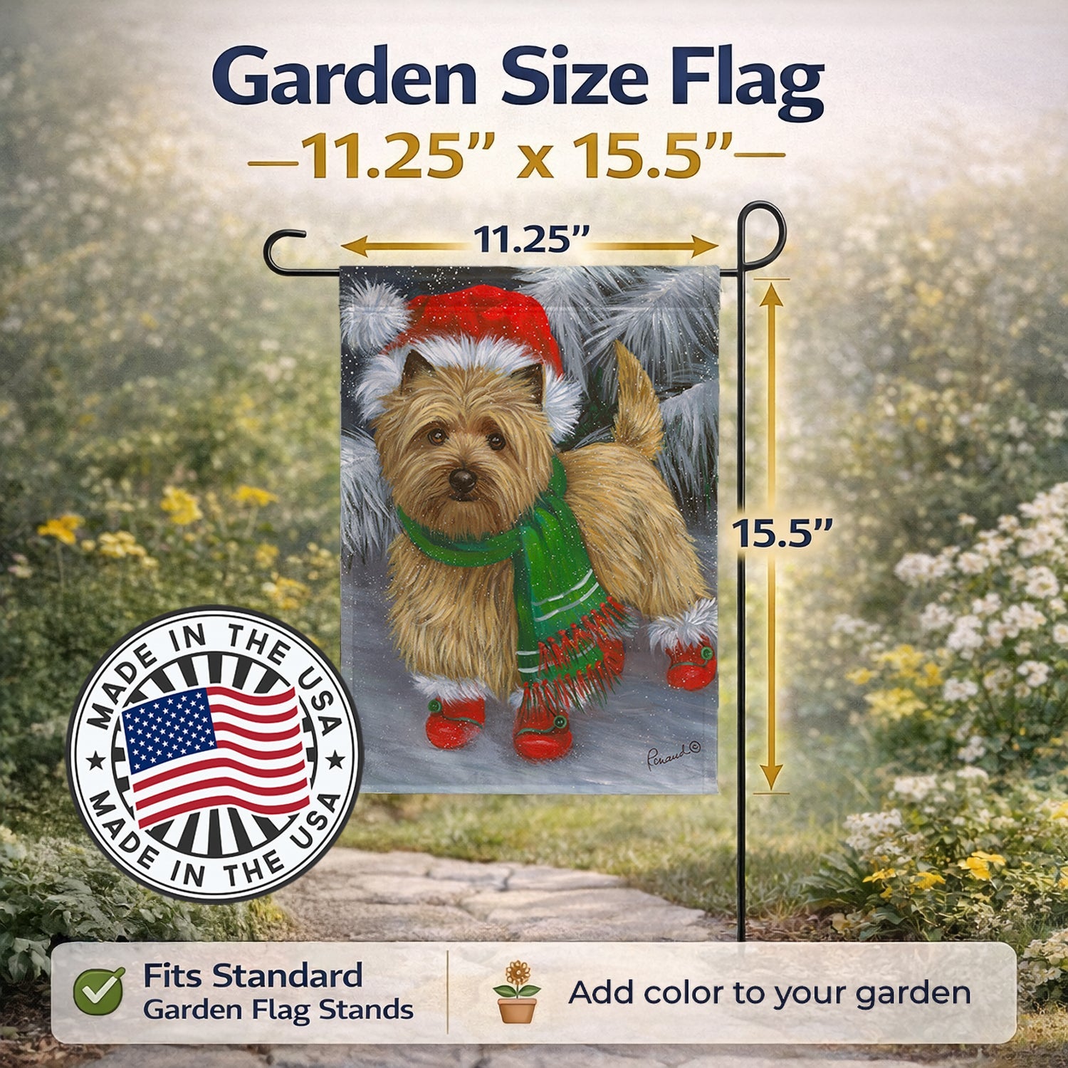 Cairn Terrier Christmas Red Boots Garden Flag Mailbox Decorative Yard Banner Outside Patio Artwork for Flower Beds, Garden Size, Multicolor