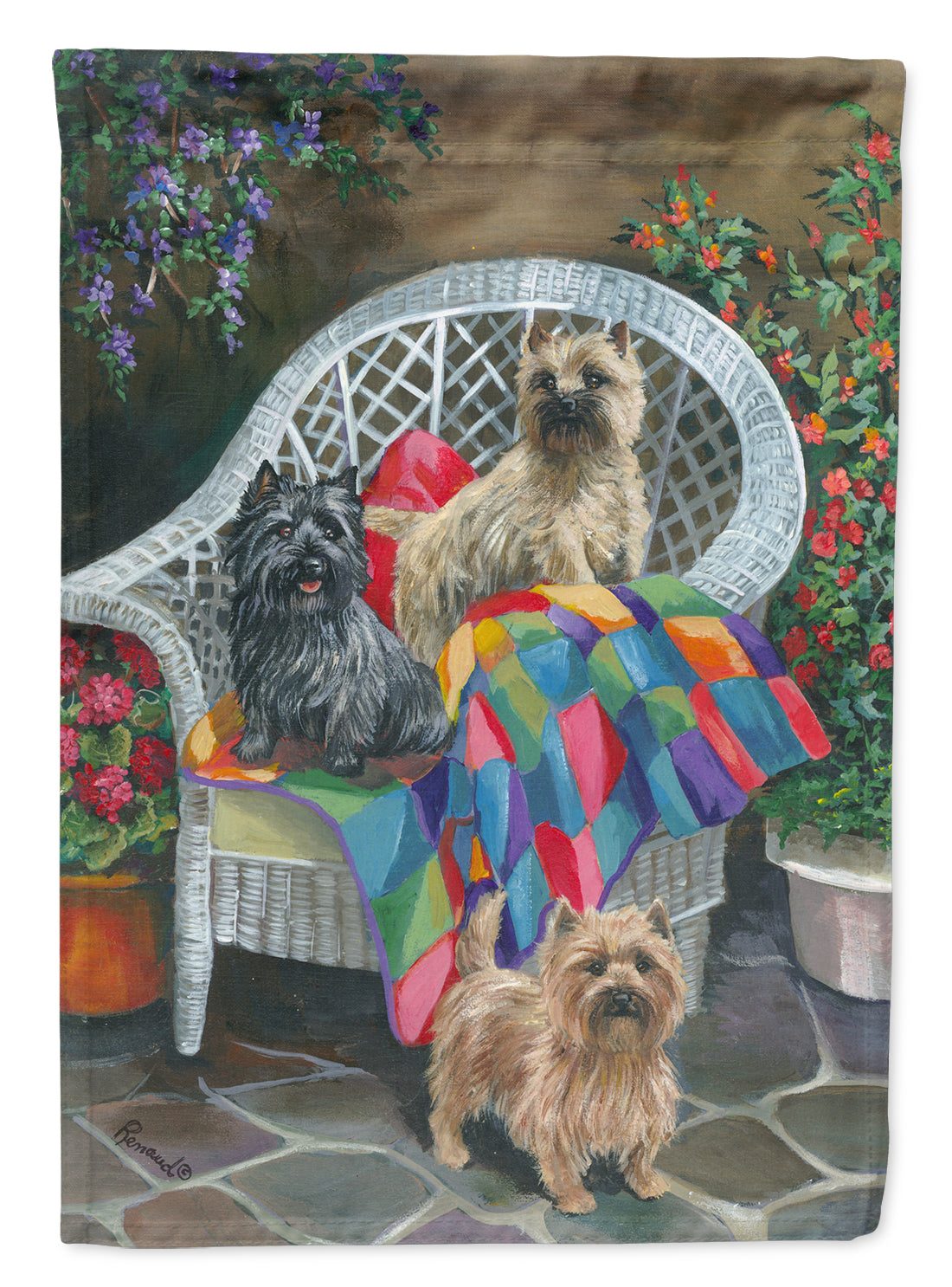 Cairn Terrier Trio Garden Flag Mailbox Decorative Yard Banner Outside Patio Artwork for Flower Beds, Garden Size, Multicolor