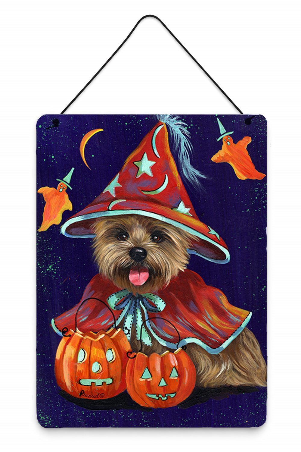 Cairn Terrier Halloween Witch Wall or Door Hanging Prints Aluminum Metal Sign Kitchen Wall Bar Bathroom Plaque Home Decor Front Door Plaque, 12x16, Multicolor