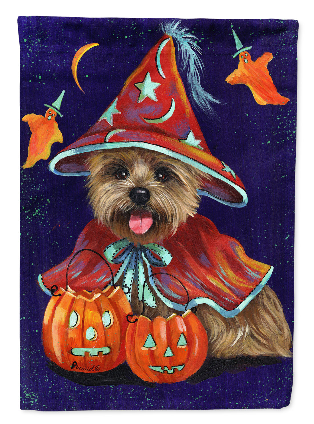 Cairn Terrier Halloween Witch Garden Flag Mailbox Decorative Yard Banner Outside Patio Artwork for Flower Beds, Garden Size, Multicolor