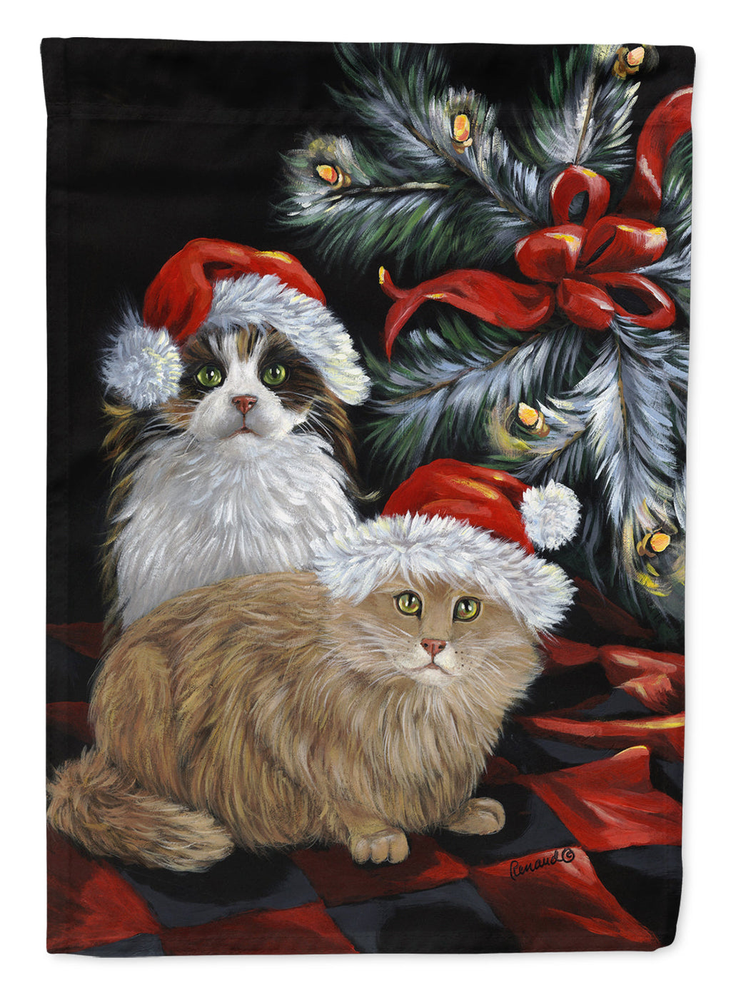 Cat Kitty Glitter Christmas Garden Flag Mailbox Decorative Yard Banner Outside Patio Artwork for Flower Beds, Garden Size, Multicolor