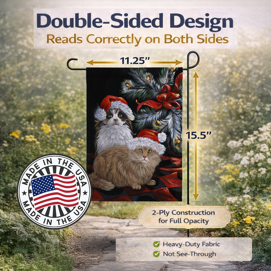 Cat Kitty Glitter Christmas Garden Flag Mailbox Decorative Yard Banner Outside Patio Artwork for Flower Beds, Garden Size, Multicolor