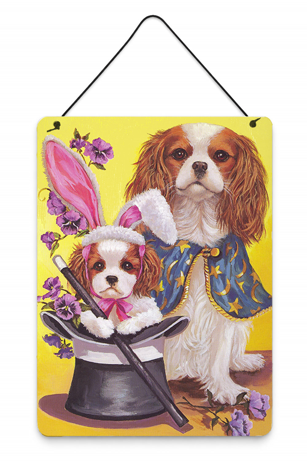 Cavalier Spaniel Easter Magic Wall or Door Hanging Prints Aluminum Metal Sign Kitchen Wall Bar Bathroom Plaque Home Decor Front Door Plaque, 12x16, Multicolor