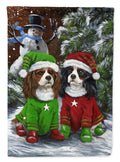 Cavalier Spaniel Snowman Christmas Garden Flag Mailbox Decorative Yard Banner Outside Patio Artwork for Flower Beds, Garden Size, Multicolor