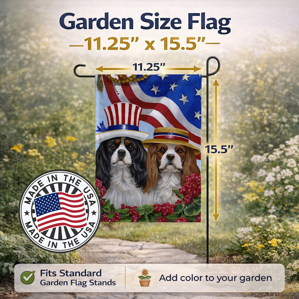 Cavalier Spaniel USA Garden Flag Mailbox Decorative Yard Banner Outside Patio Artwork for Flower Beds, Garden Size, Multicolor