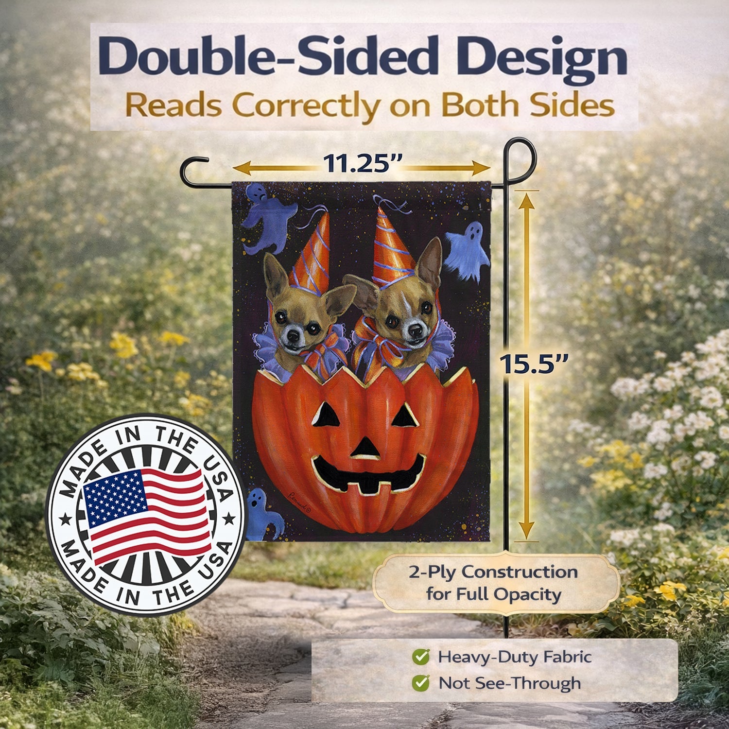 Chihuahua Halloweenies Garden Flag Mailbox Decorative Yard Banner Outside Patio Artwork for Flower Beds, Garden Size, Multicolor