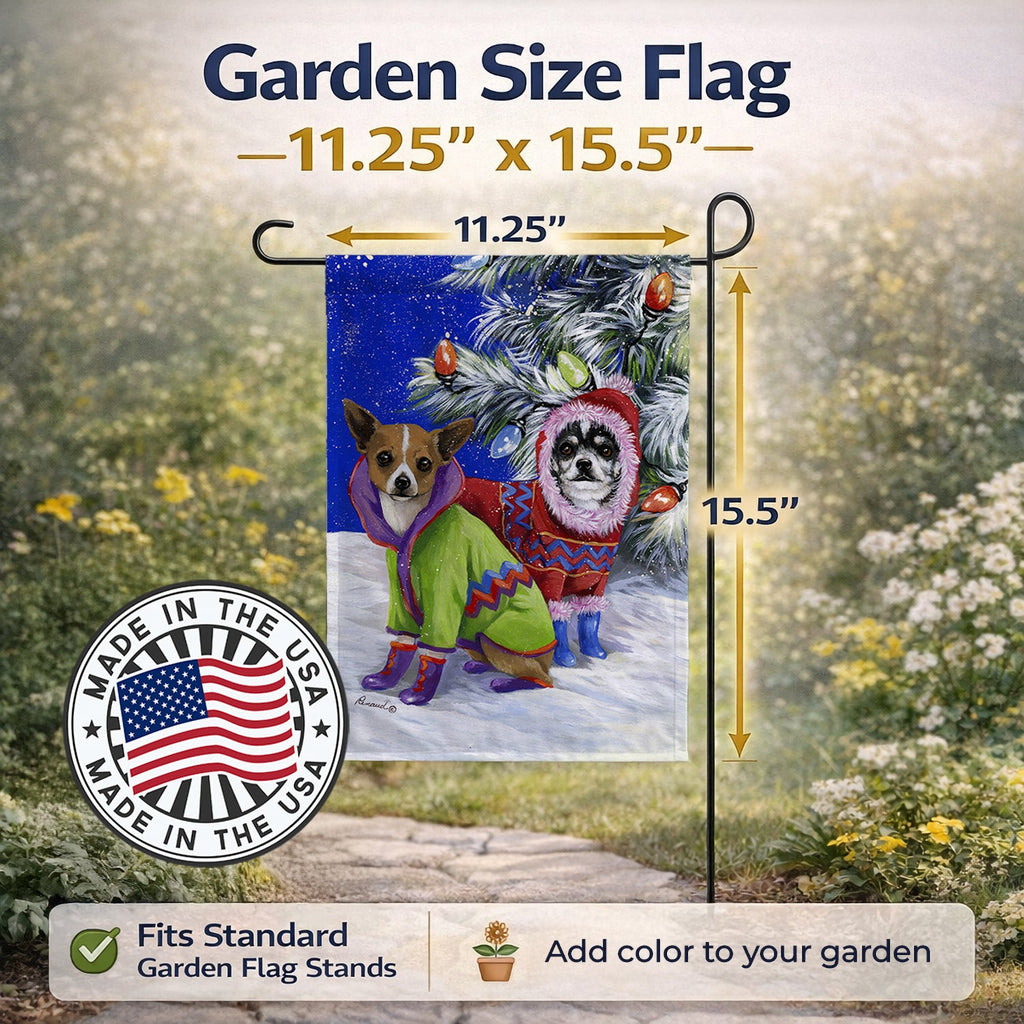 Chihuahua Christmas Snowflakes Garden Flag Mailbox Decorative Yard Banner Outside Patio Artwork for Flower Beds, Garden Size, Multicolor