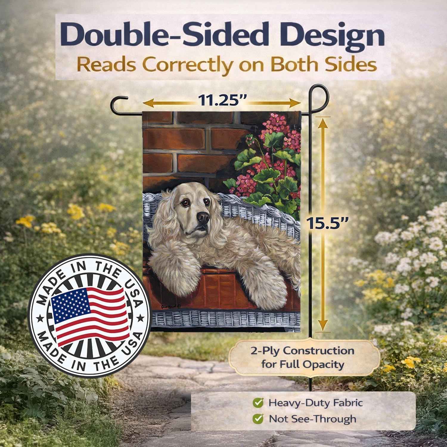 Cocker Spaniel Life is Good Garden Flag Mailbox Decorative Yard Banner Outside Patio Artwork for Flower Beds, Garden Size, Multicolor