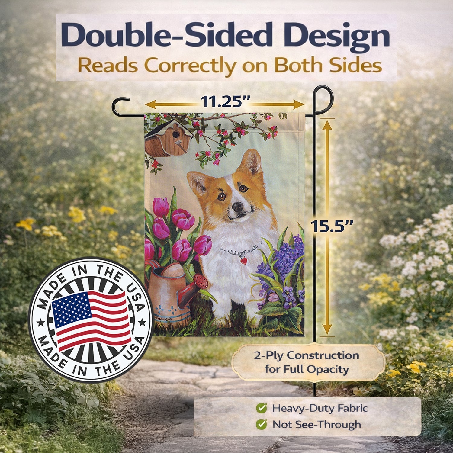 Corgi Sunshine Garden Flag Mailbox Decorative Yard Banner Outside Patio Artwork for Flower Beds, Garden Size, Multicolor