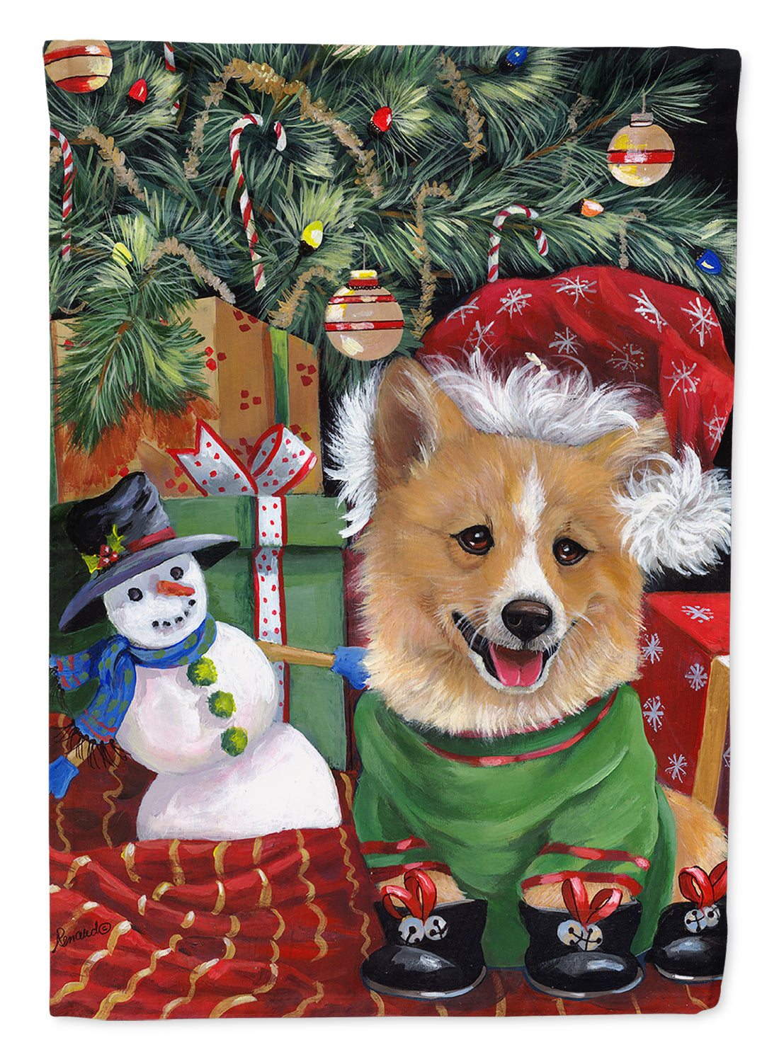 Corgi Under my Christmas Tree Garden Flag Mailbox Decorative Yard Banner Outside Patio Artwork for Flower Beds, Garden Size, Multicolor