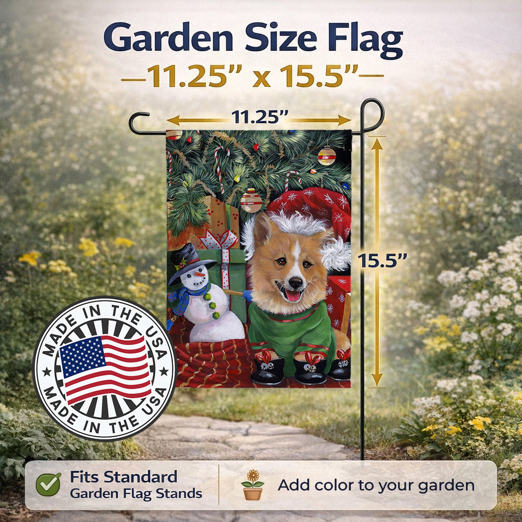 Corgi Under my Christmas Tree Garden Flag Mailbox Decorative Yard Banner Outside Patio Artwork for Flower Beds, Garden Size, Multicolor