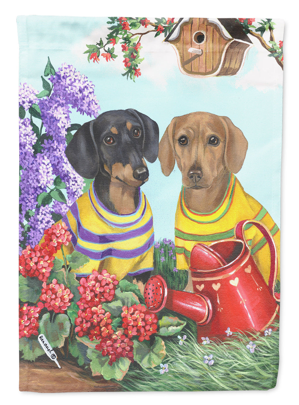 Dachshund Blooms Garden Flag Mailbox Decorative Yard Banner Outside Patio Artwork for Flower Beds, Garden Size, Multicolor