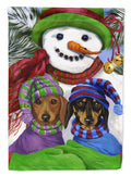 Dachshund Christmas Frosty and Company Garden Flag Mailbox Decorative Yard Banner Outside Patio Artwork for Flower Beds, Garden Size, Multicolor