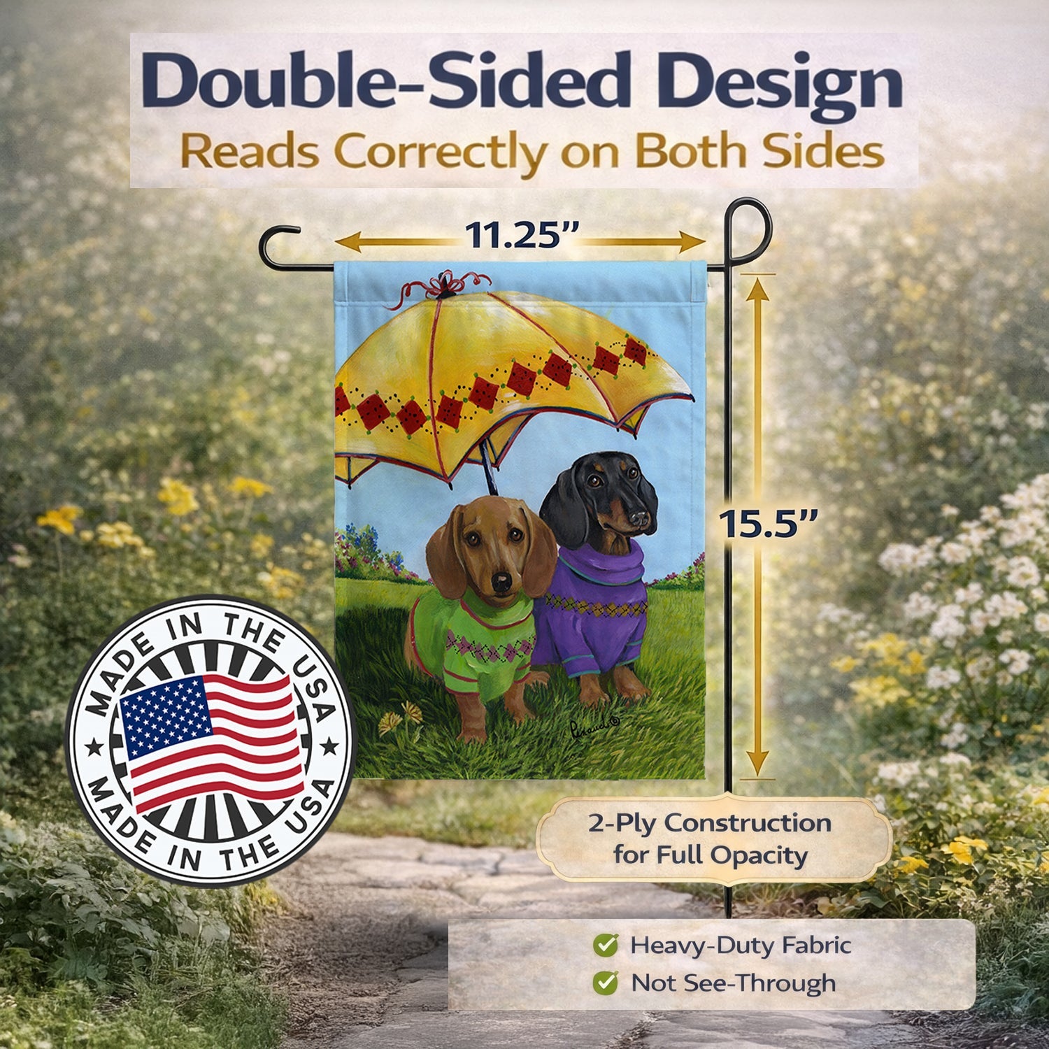 Dachshund Hot Doggies Garden Flag Mailbox Decorative Yard Banner Outside Patio Artwork for Flower Beds, Garden Size, Multicolor