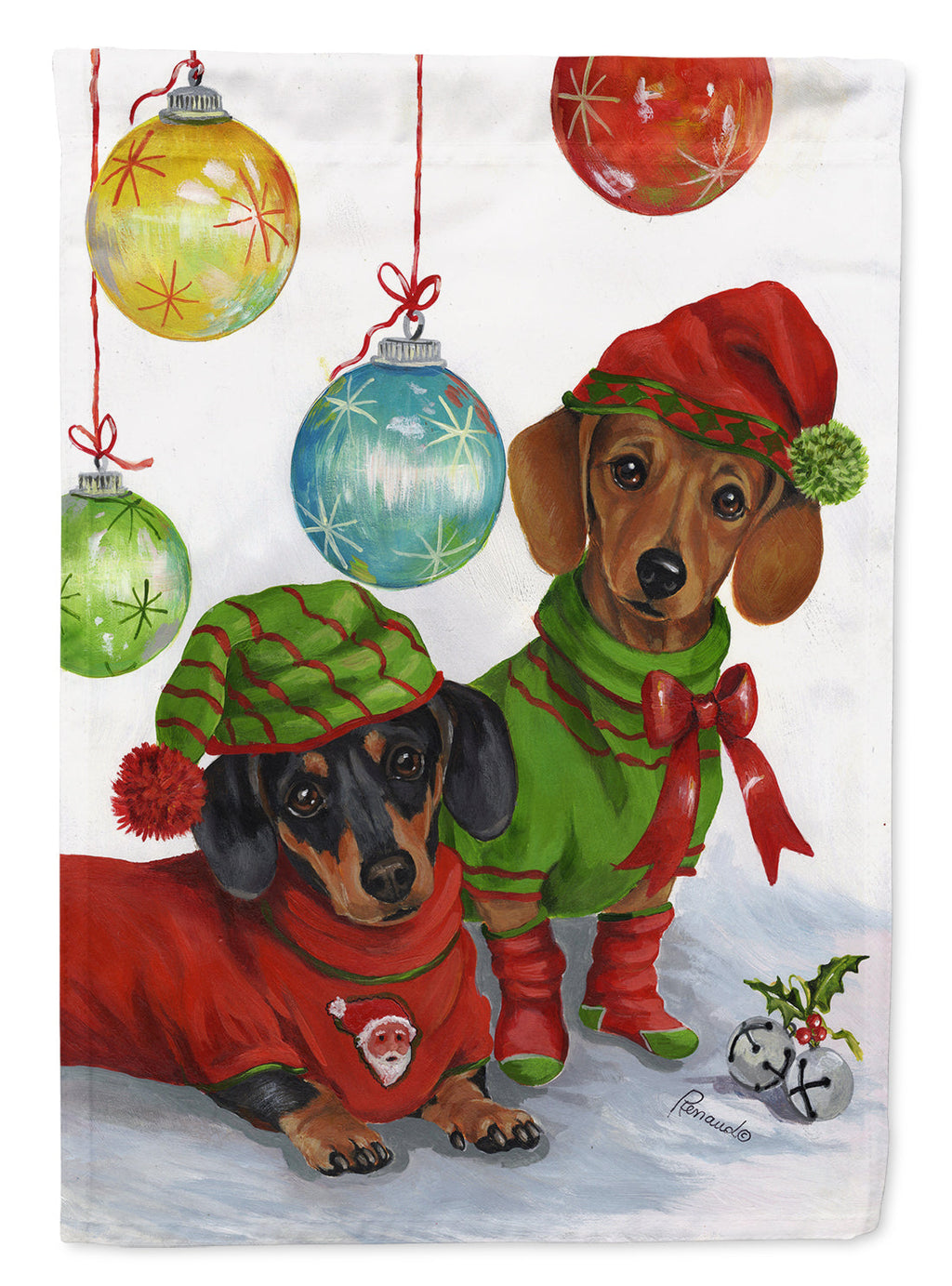 Dachshund Christmas Jingle Garden Flag Mailbox Decorative Yard Banner Outside Patio Artwork for Flower Beds, Garden Size, Multicolor