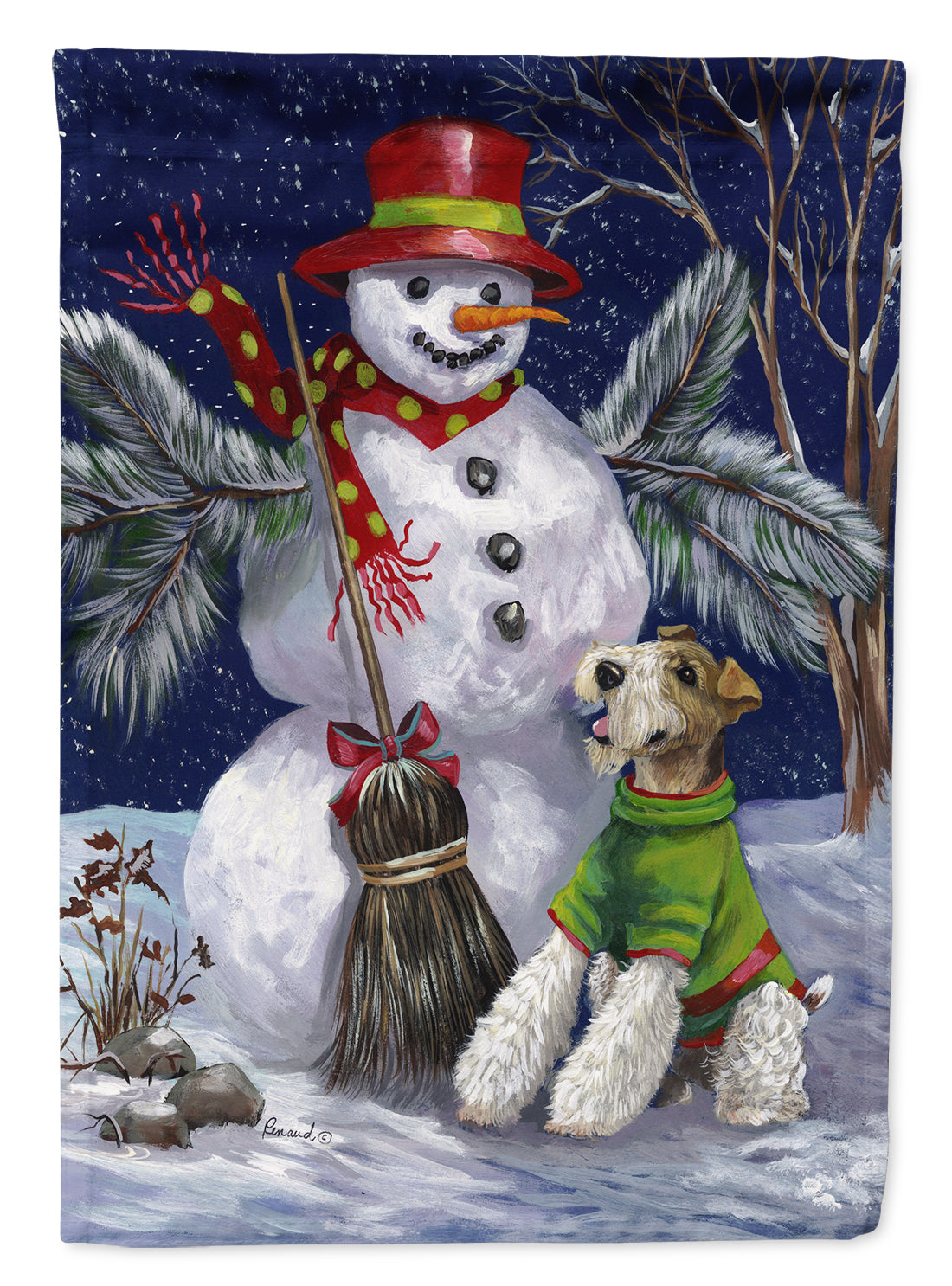 Fox Terrier Christmas Winter Fun Garden Flag Mailbox Decorative Yard Banner Outside Patio Artwork for Flower Beds, Garden Size, Multicolor