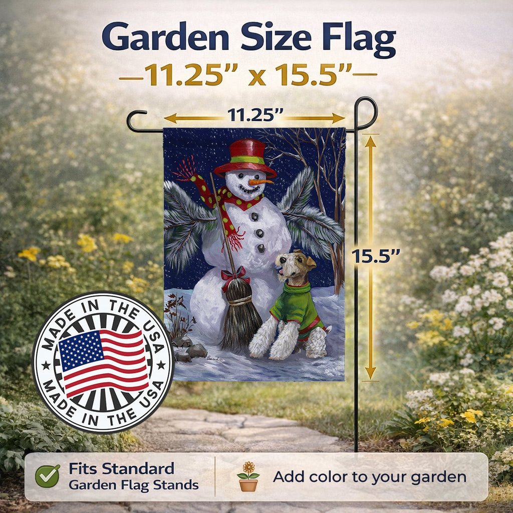 Fox Terrier Christmas Winter Fun Garden Flag Mailbox Decorative Yard Banner Outside Patio Artwork for Flower Beds, Garden Size, Multicolor