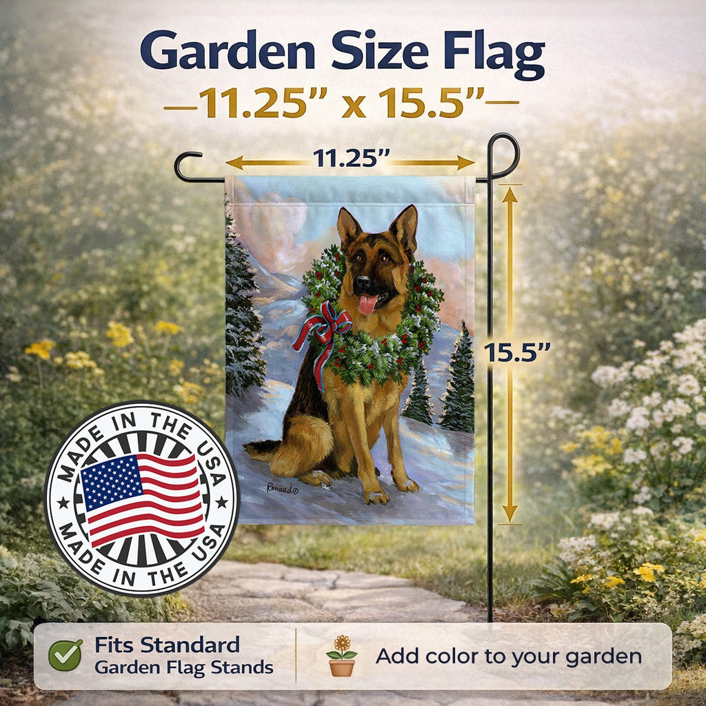 German Shepherd Christmas Honor Garden Flag Mailbox Decorative Yard Banner Outside Patio Artwork for Flower Beds, Garden Size, Multicolor