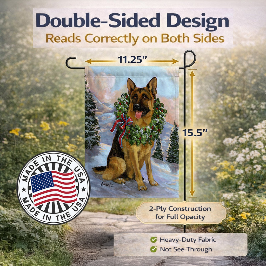 German Shepherd Christmas Honor Garden Flag Mailbox Decorative Yard Banner Outside Patio Artwork for Flower Beds, Garden Size, Multicolor