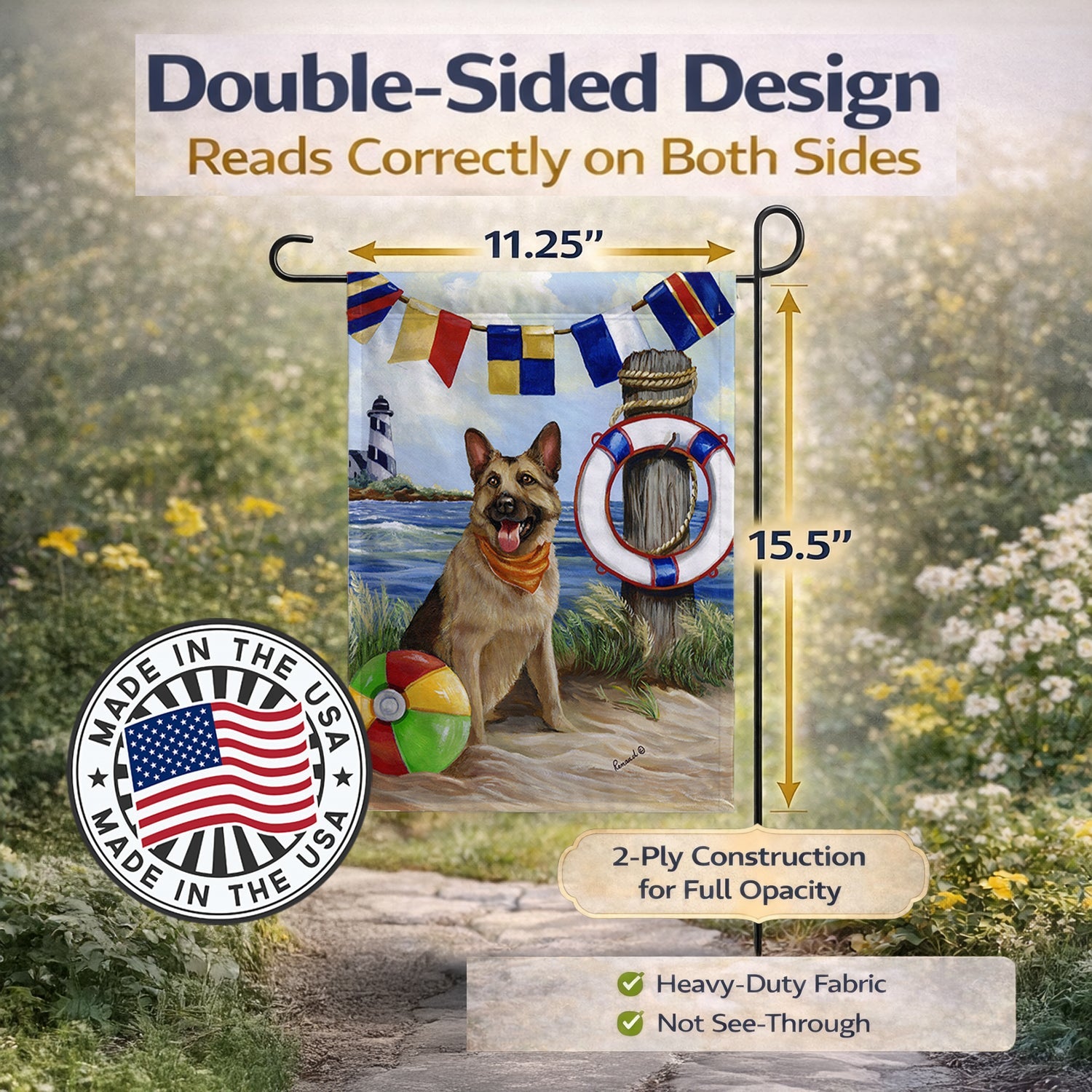 German Shepherd Life Saver Garden Flag Mailbox Decorative Yard Banner Outside Patio Artwork for Flower Beds, Garden Size, Multicolor