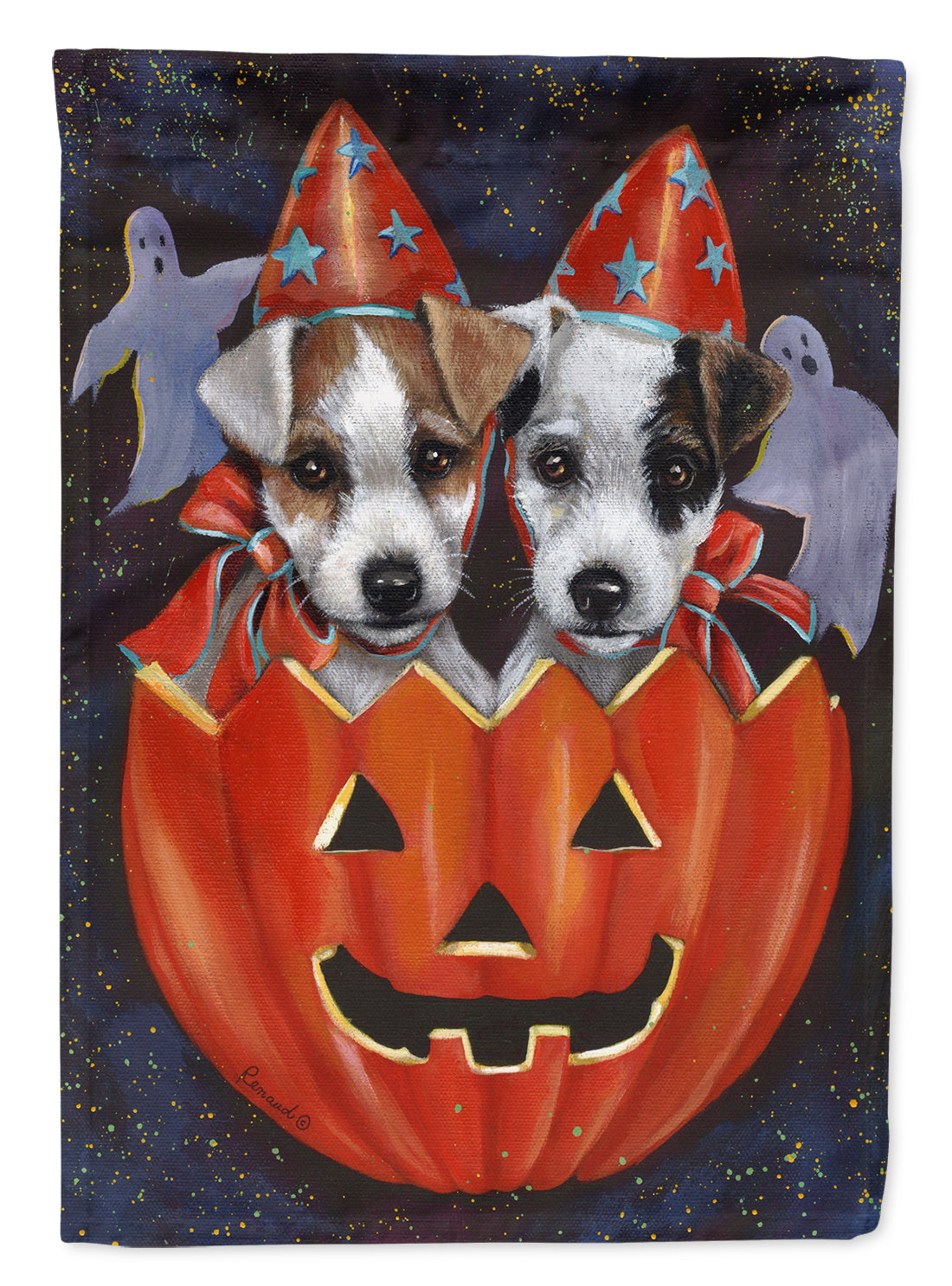 Jack Russell Terrier Halloween Garden Flag Mailbox Decorative Yard Banner Outside Patio Artwork for Flower Beds, Garden Size, Multicolor